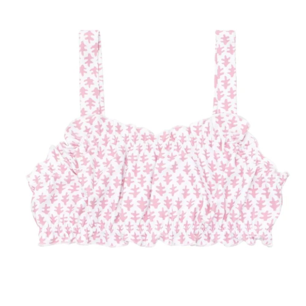 Minnow x sister parish girls nectar leaf ruffle edge bikini top NWT Size 7/8